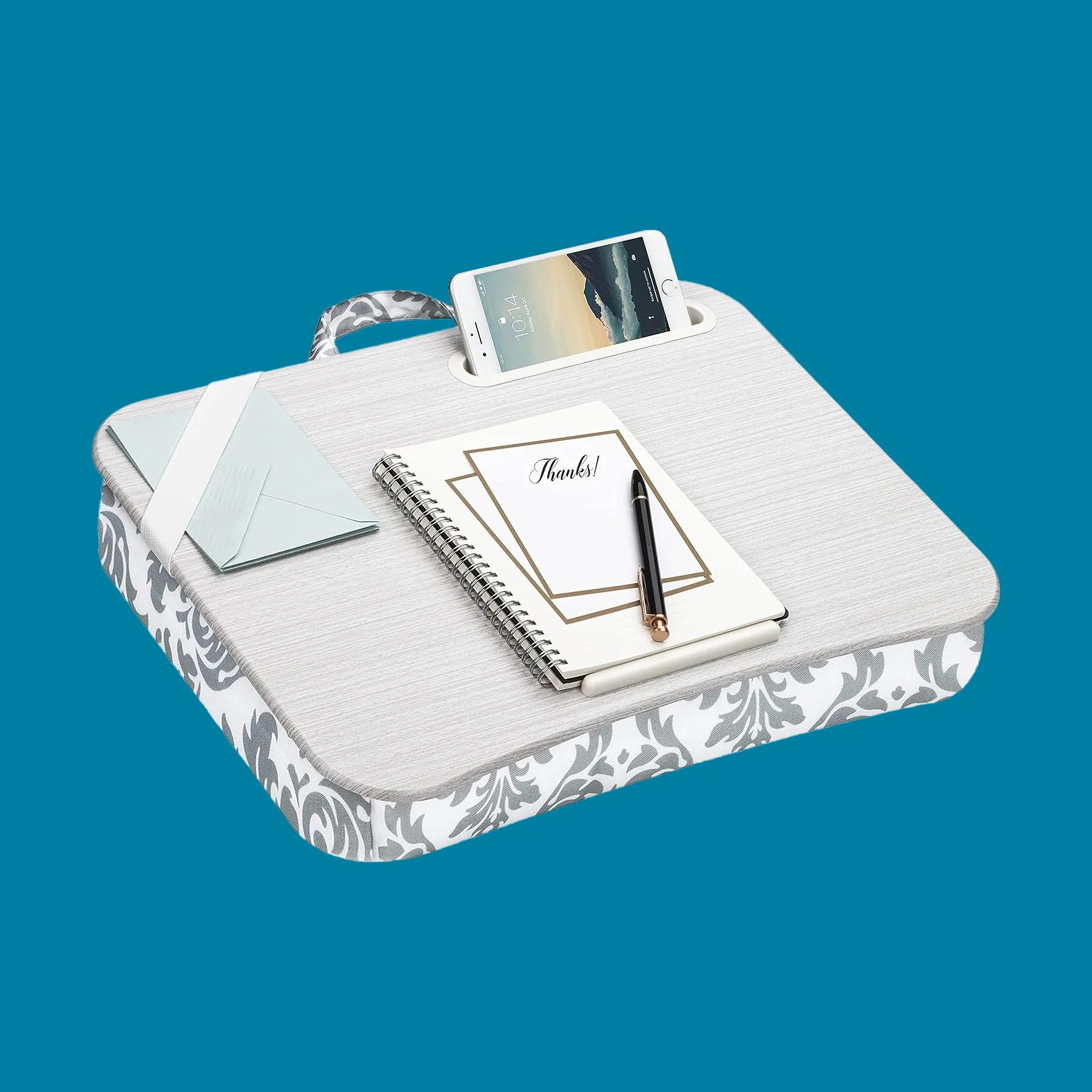 Gray damask print lap desk