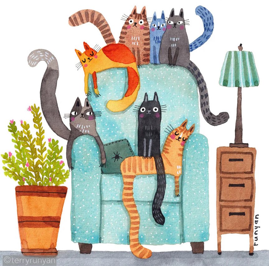Cat Illustration By Terry Runyan