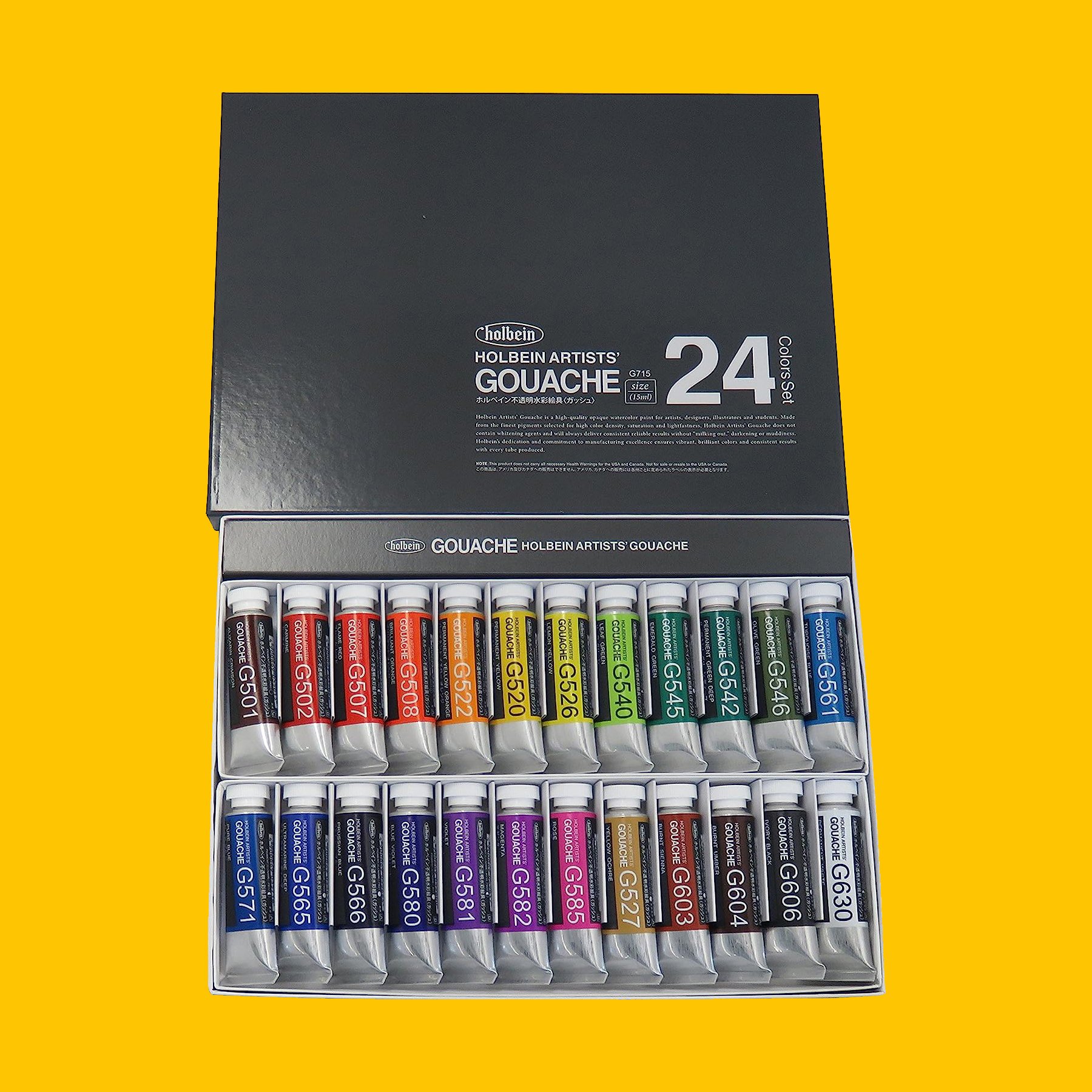 Holbein Artists' Gouache set of 24 paint tubes