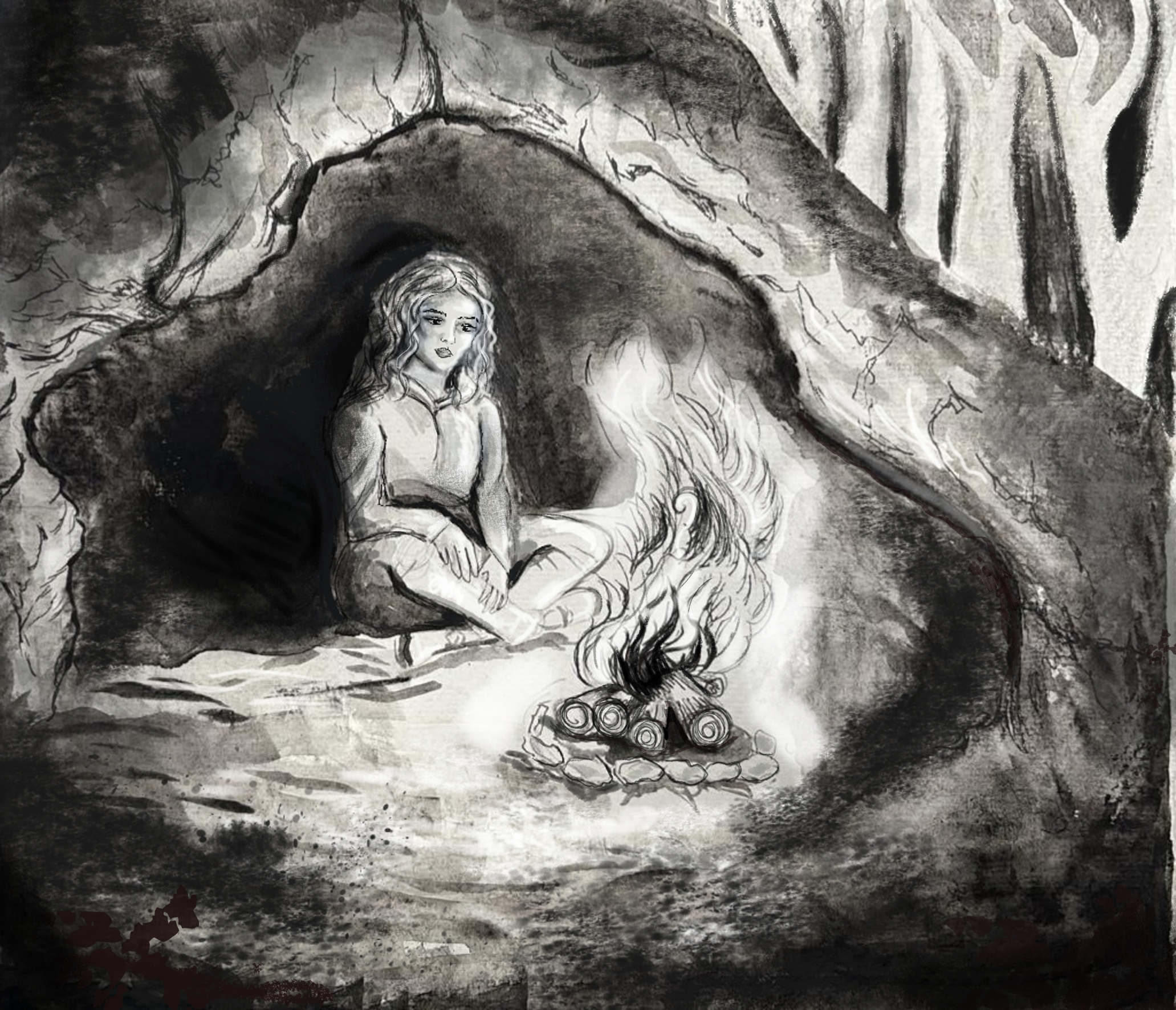 'Taking shelter'
Hand painted ink & watercolour - finished digitally