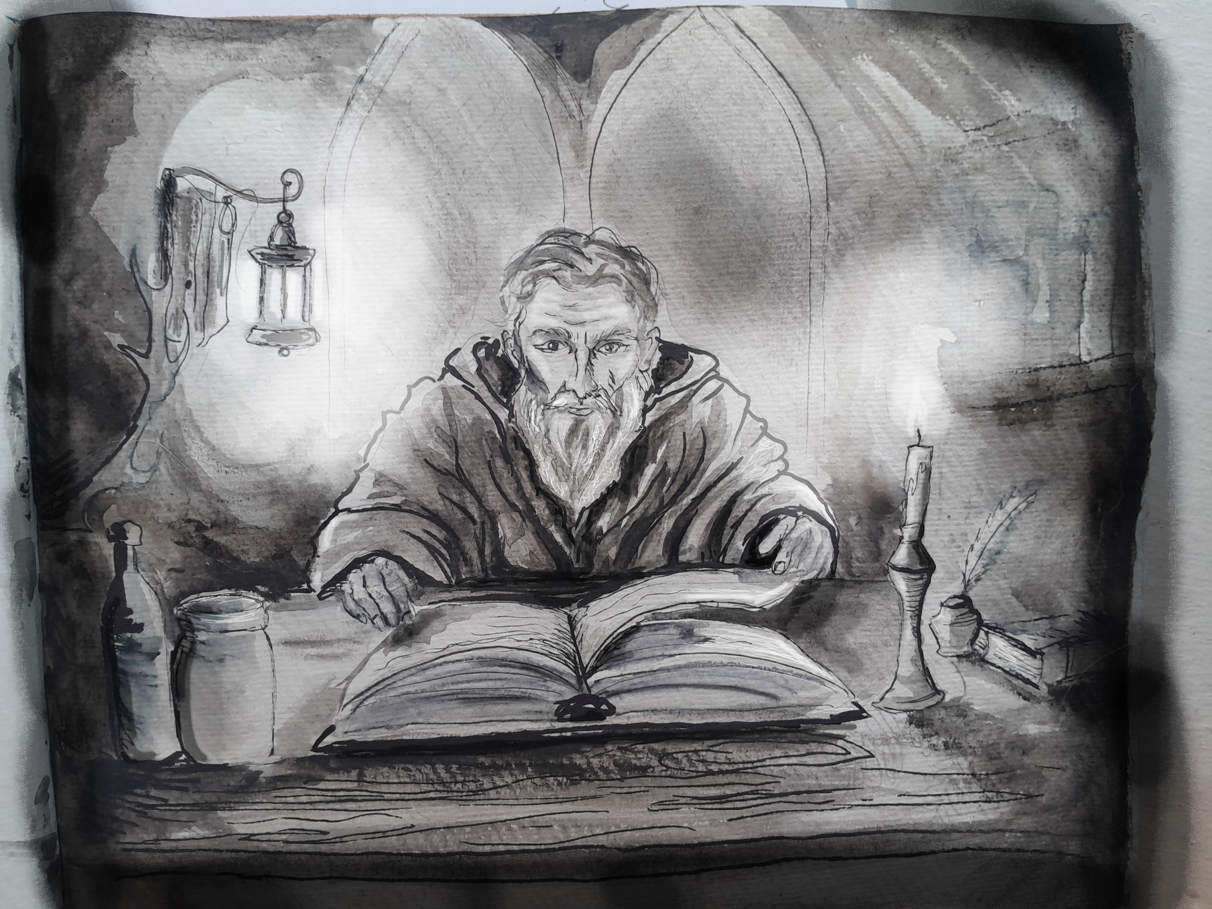 'The office'
Hand painted ink & watercolour - finished digitally