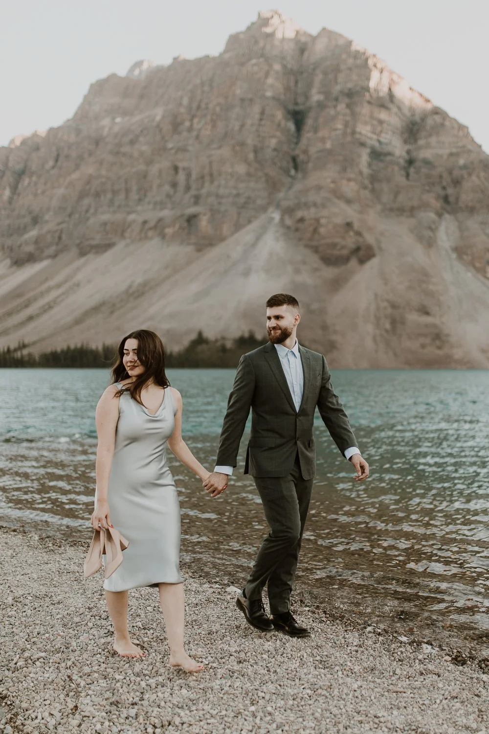 Engagement at Bow Lake in Banff