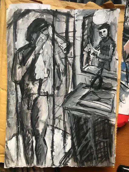 After the Shower, gouache on paper, 20x15cm, 2022.jpg