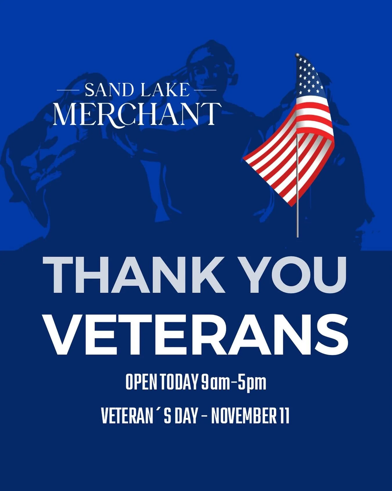 To all the Veterans- past, present &amp; future, and to their family members who support them throughout their time in service, THANK YOU! 🇺🇸 
We honor you not just today, but every day! 

SLM will be open for business today, 11/11 9am &mdash; 5pm,