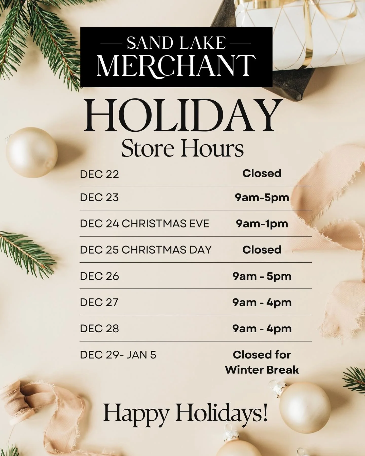 SLM&rsquo;s Christmas week at a glance!! 
.
.
.
Christmas is just one week away! ✨🎄✨

⭐️Please note SLM&rsquo;s Christmas week hours for your shopping convenience! 

With infinite gratefulness &amp; gratitude toward our amazing customers &amp; guest