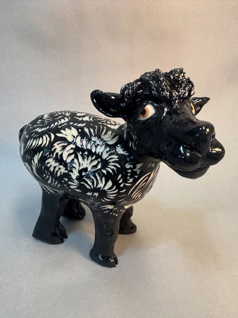Sheep  Slab stoneware with Sgrafitto carving  13" H 10" L 6"W