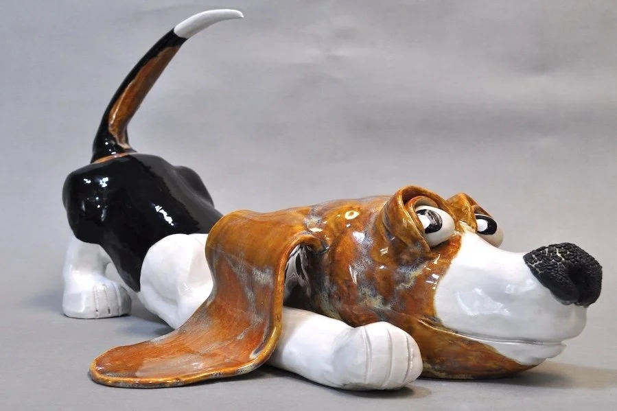 Benjamin Beagla    Stonewarae slab building
21"l 18"h 16"w @ ears