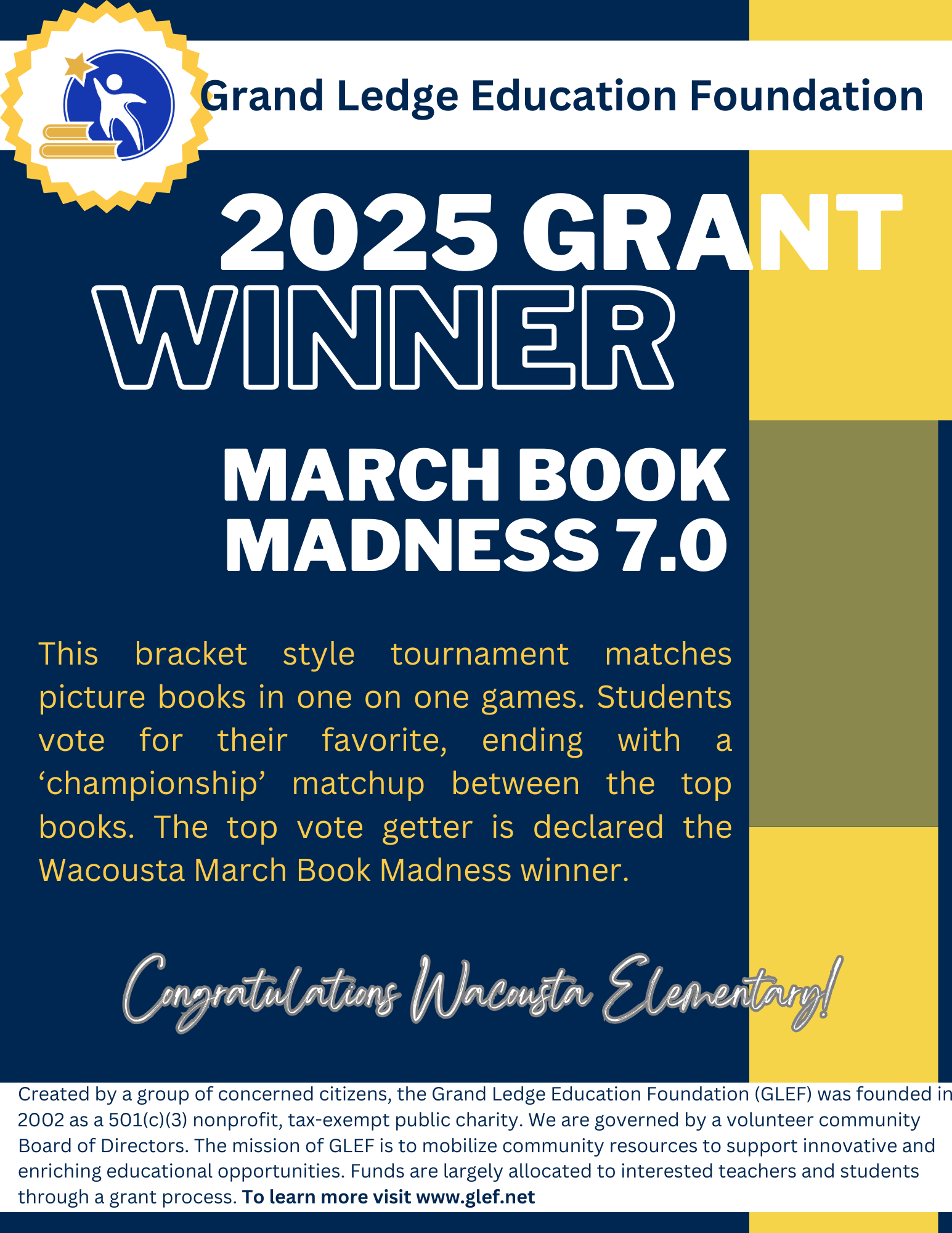 March Book Madness 7.0

This bracket style tournament matches picture books in one-on-one games. Students vote for their favorite, ending with a 'championship' matchup between the top books. The top vote getter is declared the Wacousta March Book Mad