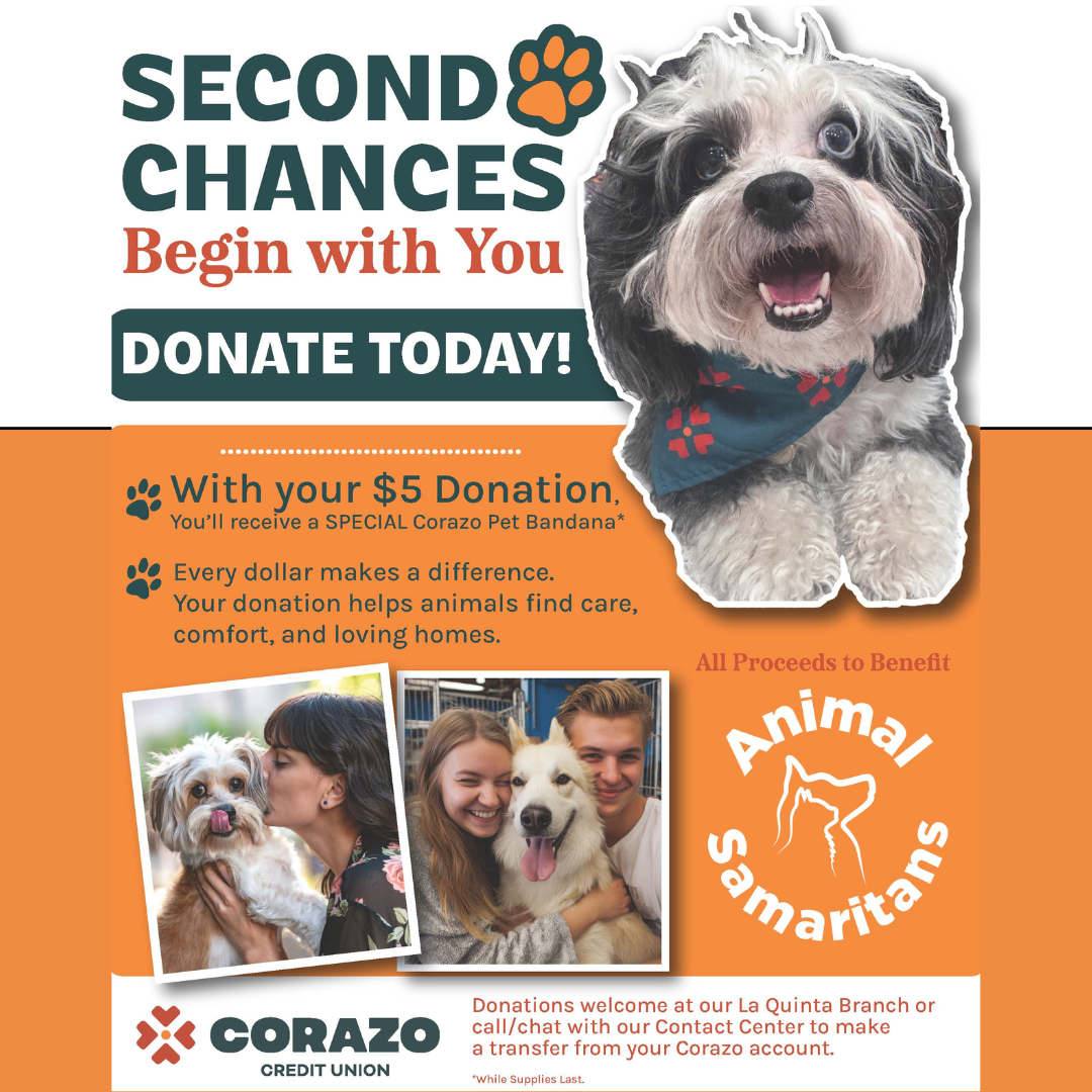 Corazo Credit Union "Second Chances" Fundraiser benefiting Animal Samaritans