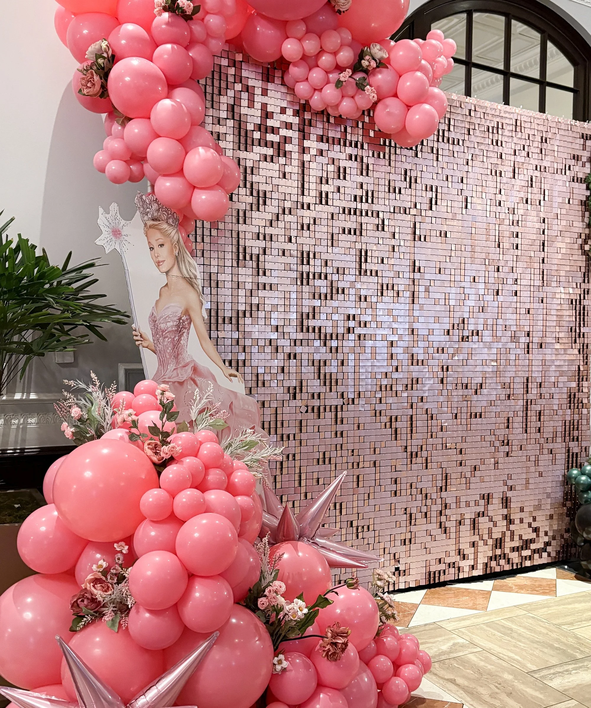 Pink shimmer wall for photo backdrop