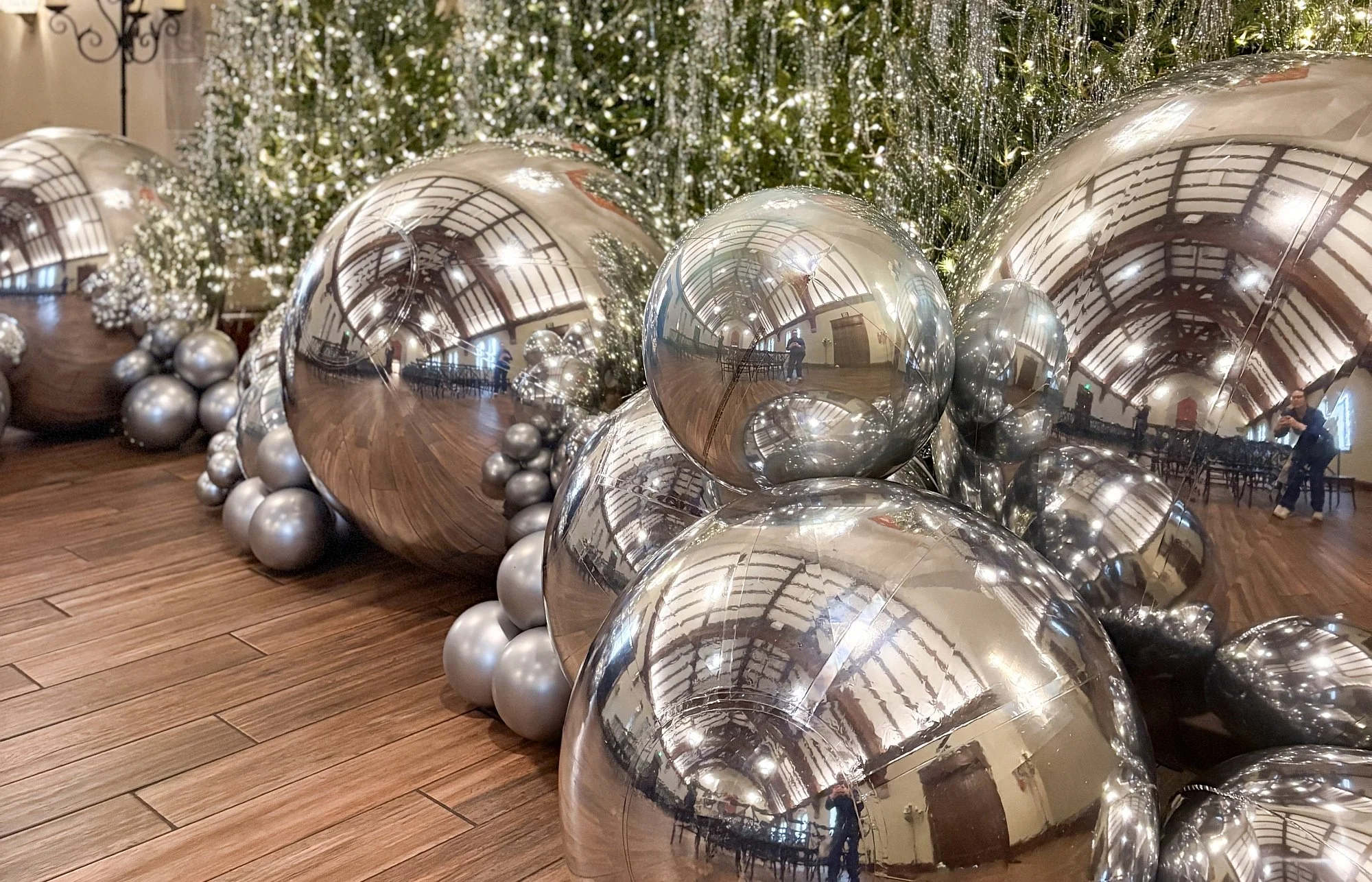 Big shiny balls for statement party decor