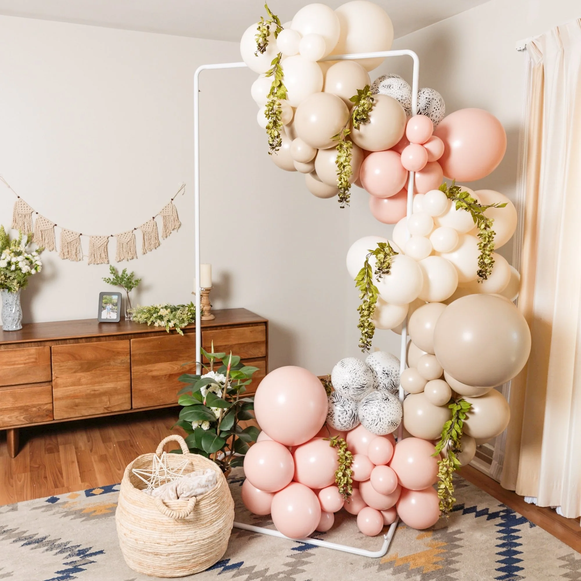 Square white frame perfect for balloons and floral decor