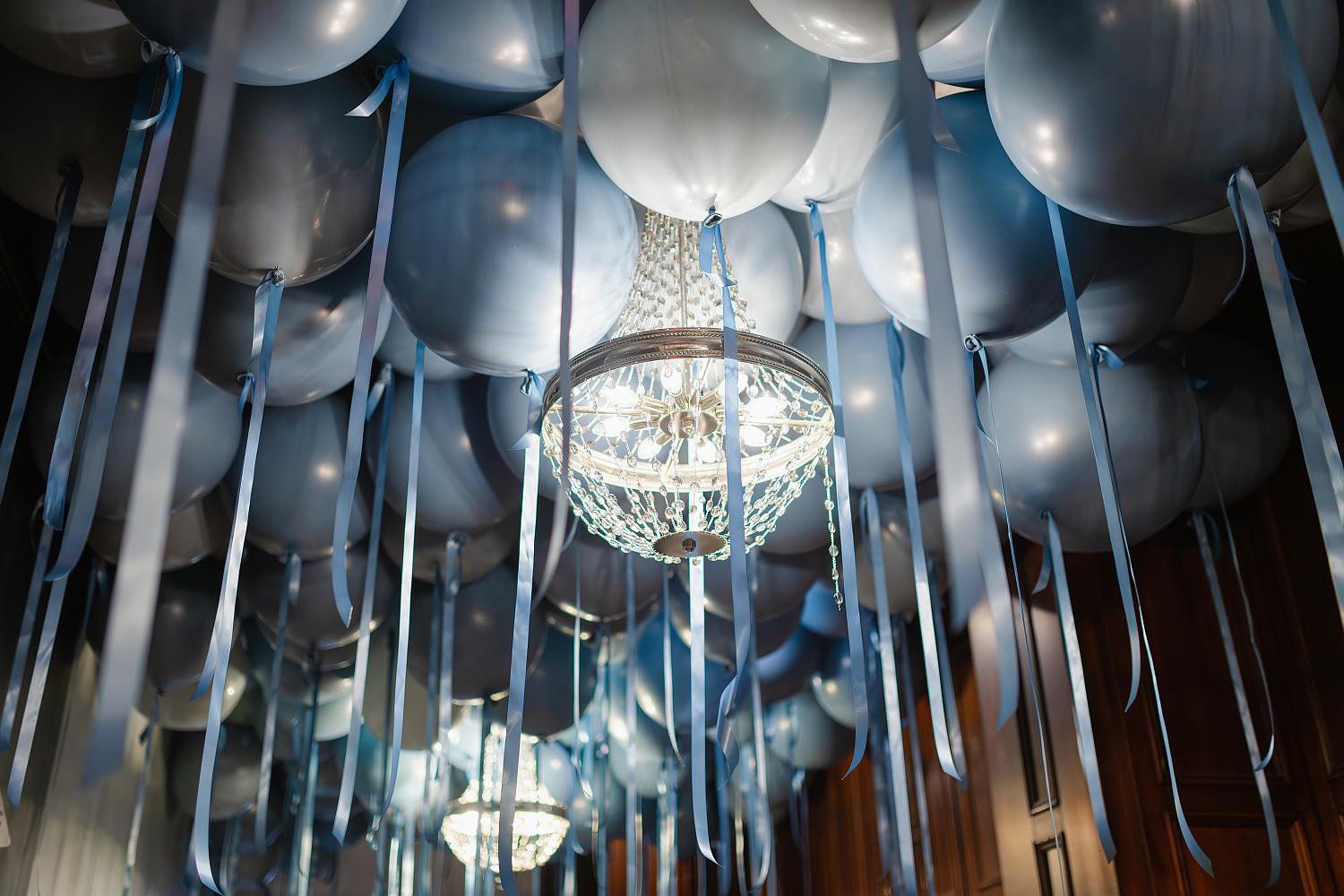 Oversized luxury helium balloons with satin ribbon tails