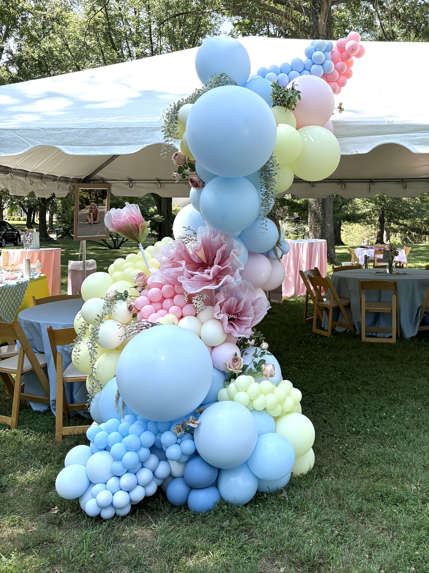 Large faux flowers for your balloon backdrop