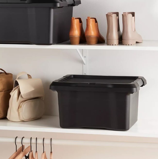 Easily organize your space with the help of this Small Latching Storage Tote from Brightroom&trade; 

✔️7gal small latching storage tote
✔️Features a latching lid
✔️Molded-in handles
✔️Stackable design
✔️Solid black hue

Check out our link in bio to 