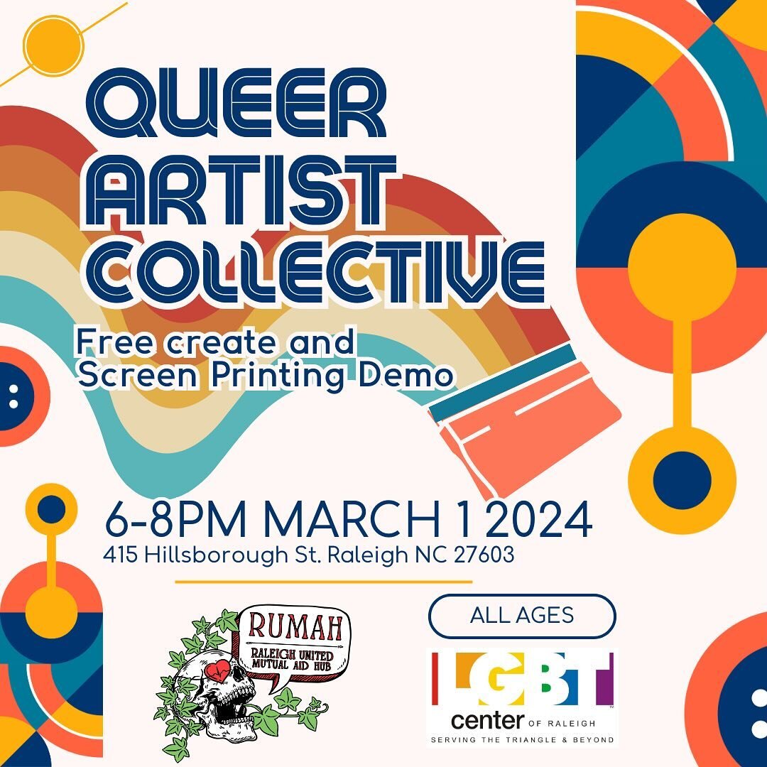 Come join the Triangle Queer Artist Collective tomorrow at RUMAH!!🧑&zwj;🍳