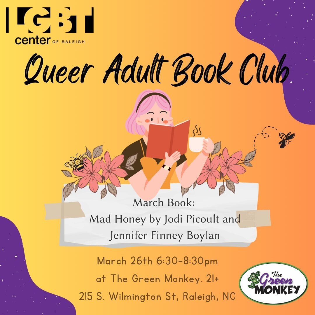 Thanks to all who came to our relaunch of queer adult book club last month - we&rsquo;re excited to see yall again on the 26th at @greenmonkeyraleigh 🤠 📚