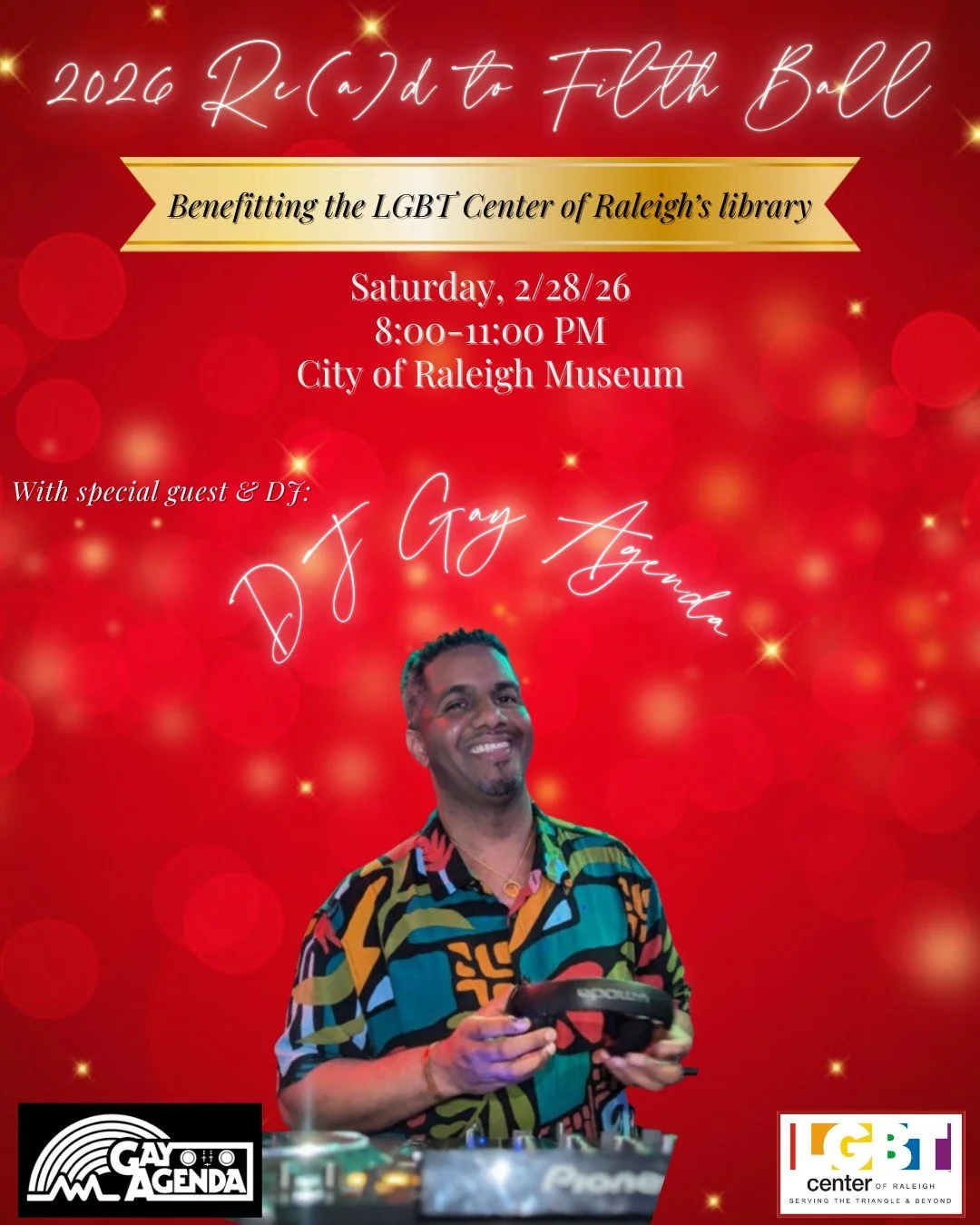 Re(a)d to Filth 2026 is right around the corner and we have a star studded lineup of your local favs! Check out our amazing DJ: Gay Agenda! He will be sure to keep the party moving with his cross genre energy! Be sure to check him and our other amazi