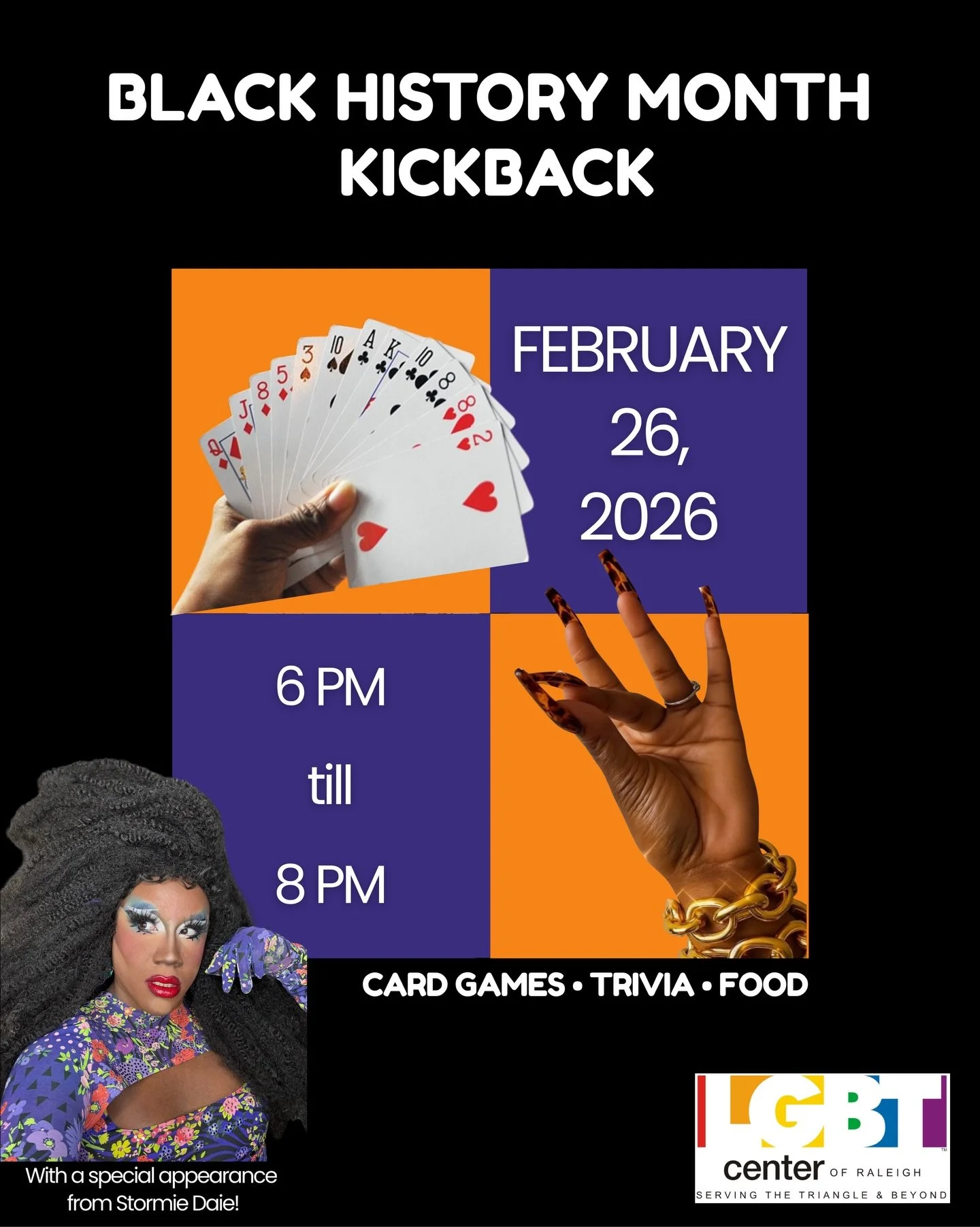 Happy Black History Month ✊🏾
Come help us celebrate on February 26th from 6 PM to 8 PM! Be sure to grab your best Spades partner and sharpen up on your Queer Black History knowledge (there will be games and prizes!) A time will be had, don&rsquo;t m