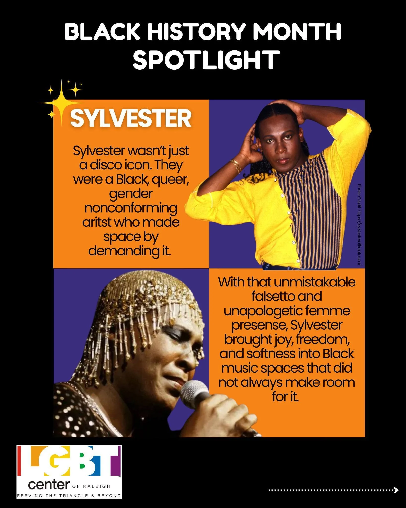 Our first Queer Black History Month spotlight goes to the legendary Sylvester 💜

Sylvester was not just a disco icon, but also a Black Queer force who sang freedom out loud and in an unforgettable falsetto. They brought the femme joy softness WITH t