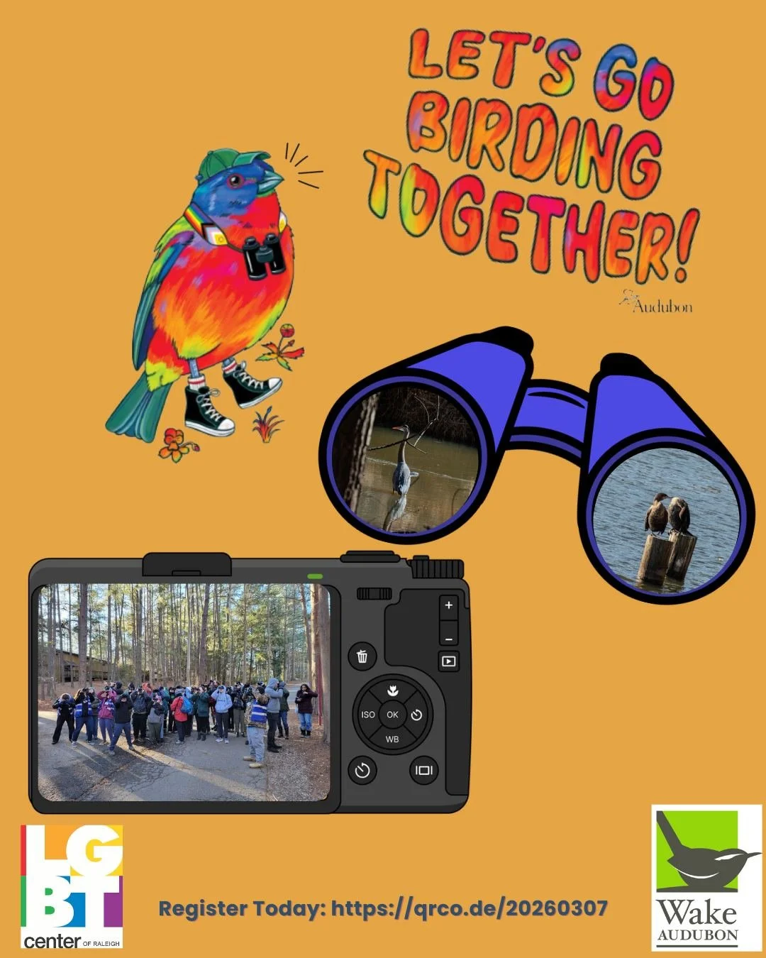 Hello LGBTQ+ Community and Allies! Let&rsquo;s Go Birding is back with another exciting meet up! Our next event with @wakeaudubon will be Saturday, March 7th from 9:00 AM - 12:15 PM at the Annie B. Wilkerson MD Nature Preserve. Register using the lin