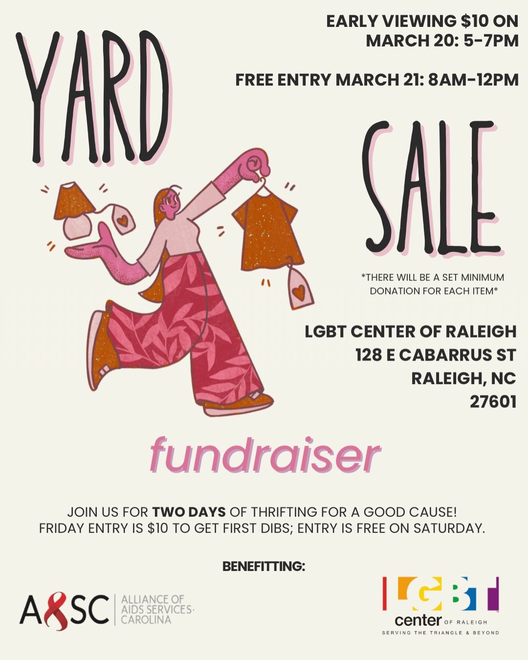 It&rsquo;s the perfect time to do some spring cleaning! March 16th is the last day to drop off your donations at Alliance of AIDS Services! They will be open and accepting drop offs on Monday from 9 AM to 3 PM. We are in need of lightly used clothing