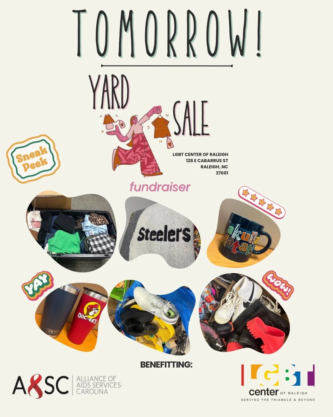 Are ya&rsquo;ll ready?! Our annual Yard &ldquo;Sale&rdquo; fundraiser starts tomorrow! Come by tomorrow between 5-7 PM for early access shopping ($10 entry) or Saturday from 8AM-12PM for free shopping! We can&rsquo;t wait to see you there!