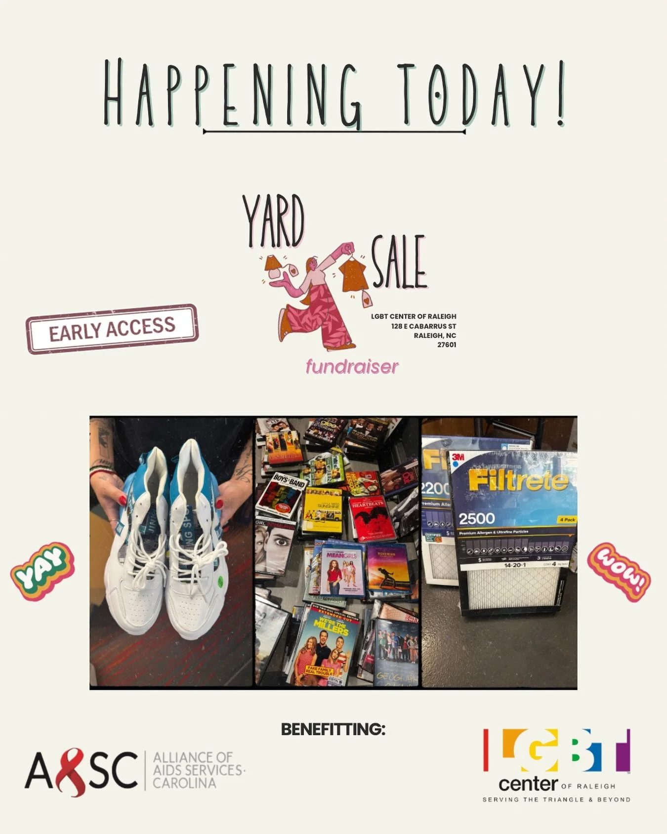 Today is the day! Be sure to stop by the Center today, September 4th, from 5-7 PM for some benevolent thrifting! We look forward to seeing you there 🛍️
