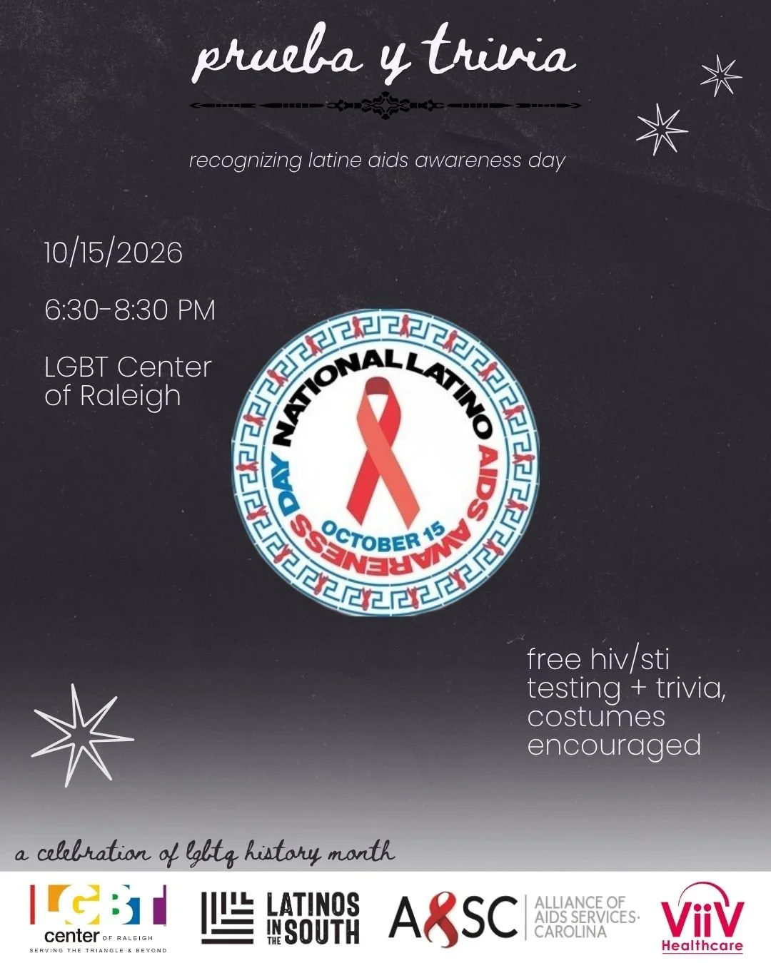 Who&rsquo;s ready to put their trivia skills to the test? 🧠🌈

Prueba y Trivia is happening THIS Thursday, October 15! In recognition of Latine AIDS Awareness Day and LGBTQ+ History Month, we&rsquo;re teaming up with Latinos in the South, Alliance o