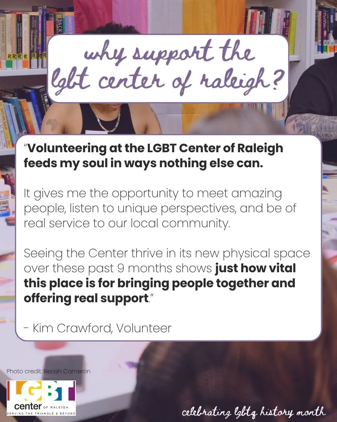 Our volunteers deserve their flowers! 💐

This LGBTQ+ History Month, we&rsquo;re giving some love to the incredible people who help make our work possible.

Kim Crawford has spent the past nine months giving back to our community. Her words are a bea