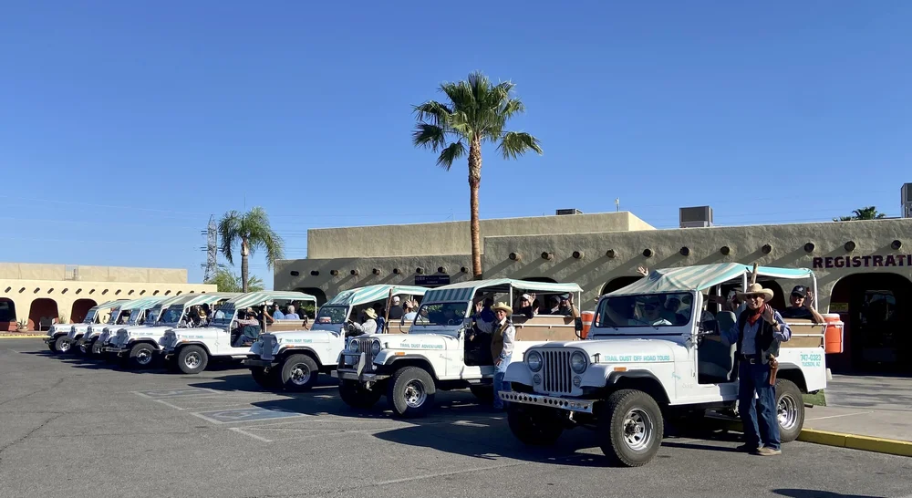 Jeeps lined up at White Stallion Ranch