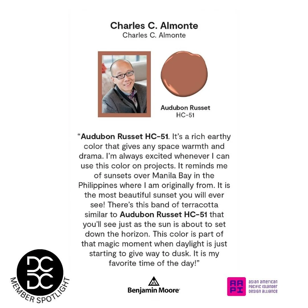 Member Spotlight: Charles C. Almonte, AIA, ASID
Color Inspiration: Audubon Russet HC-51
Designer Pick by: Charles C. Almonte, AIA, ASID
In partnership with Benjamin Moore, a globally recognized paint brand known for its exceptional color quality and