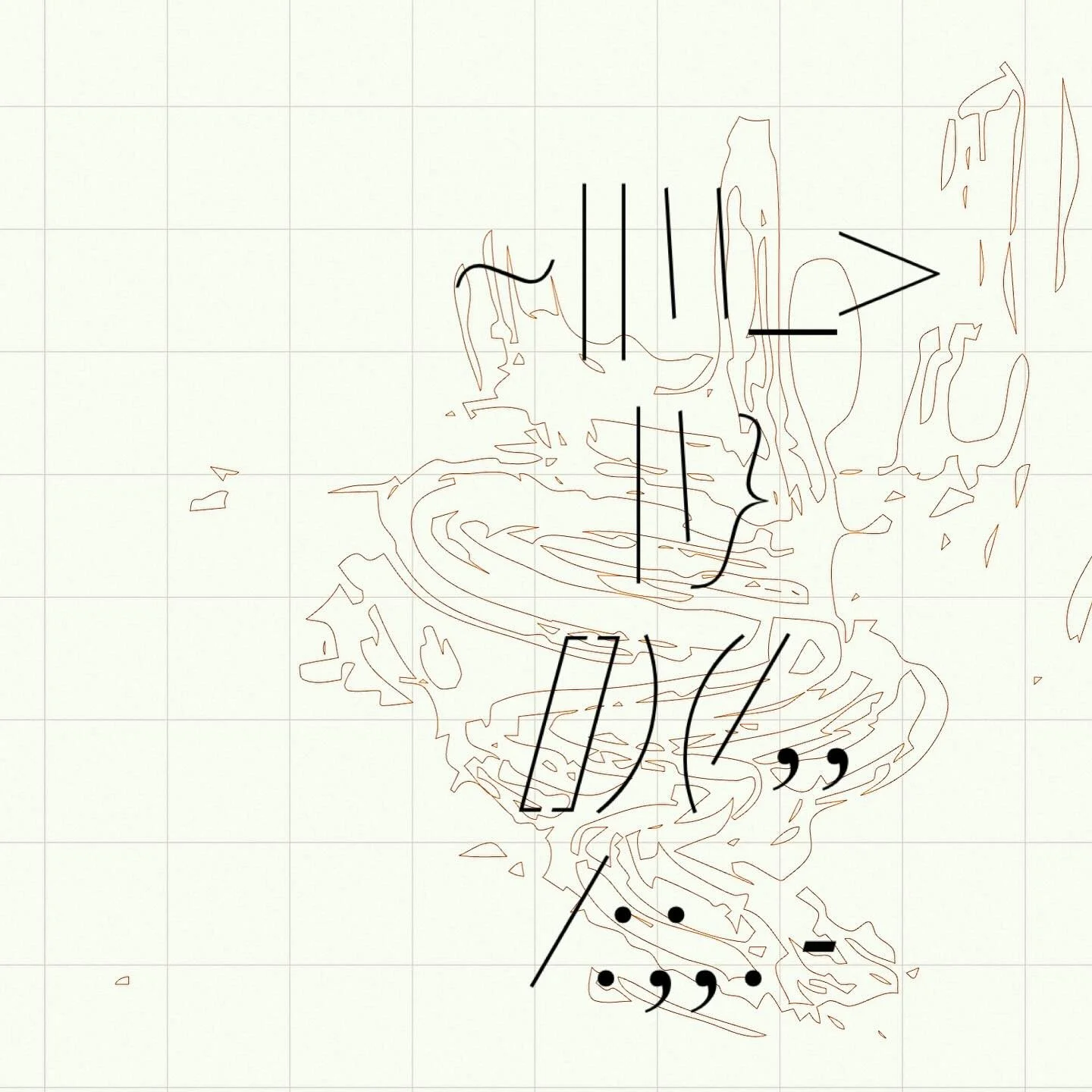 &bull;

~||\\_&gt;
|\}
[])(/,,
/:;,.-

#drawing #text #language #painting #gesture #space #movement