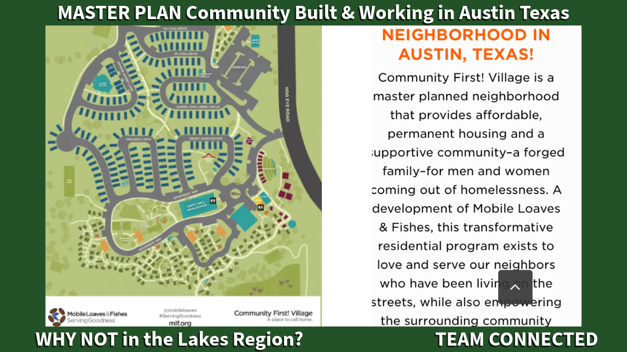TEAM CONNECTED A “Master Plan” Community Idea for the Lakes Region?  WHY NOT?