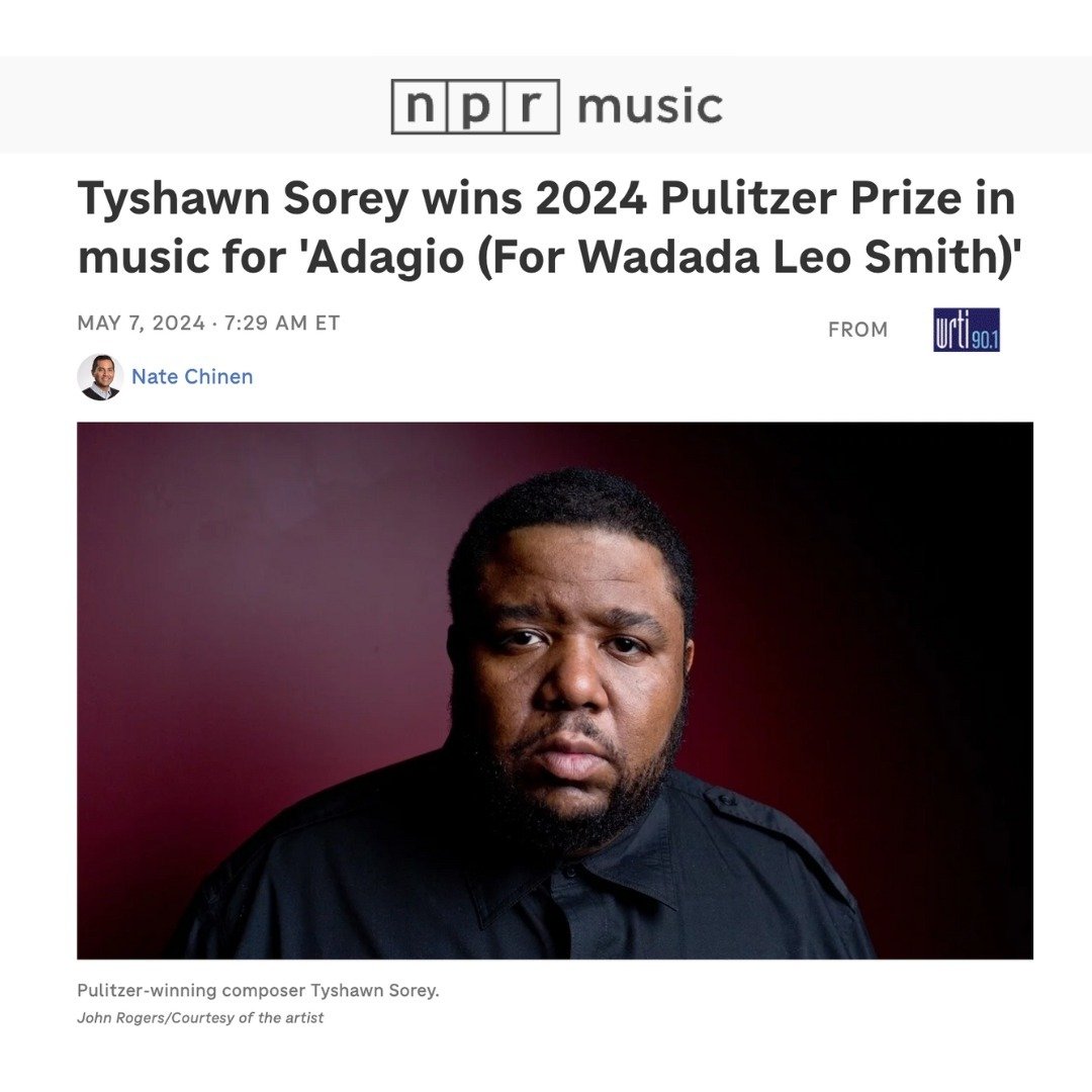 It made me so happy to wake up on Tuesday morning to the news that @dr.tyshawnsorey_official had won the Pulitzer Prize for his &quot;Adagio (For Wadada Leo Smith).&quot; Tyshawn is a special soul with a sublime and utterly unique ear. His harmonic l