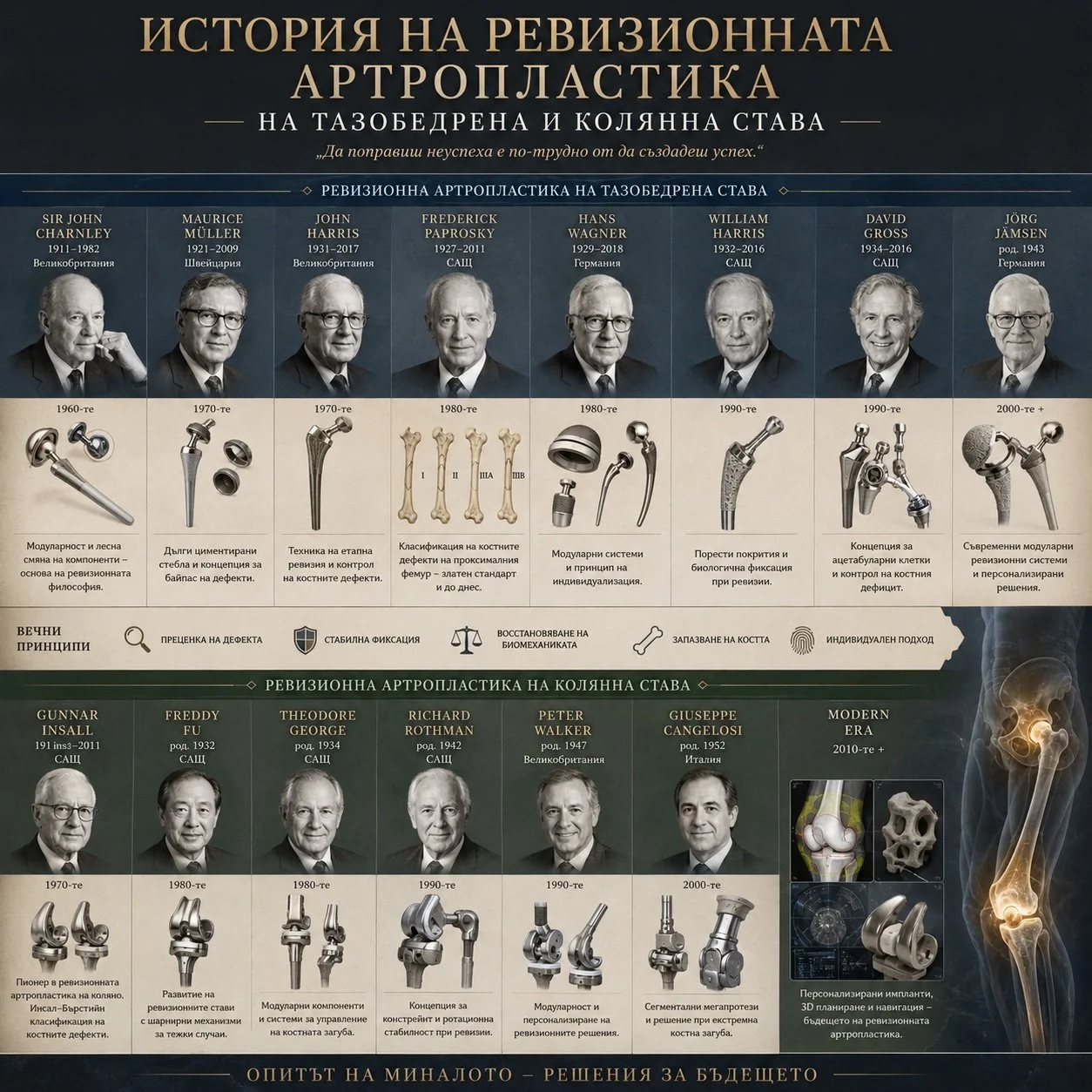 История на ревизионната артропластика на тазобедрена и колянна става