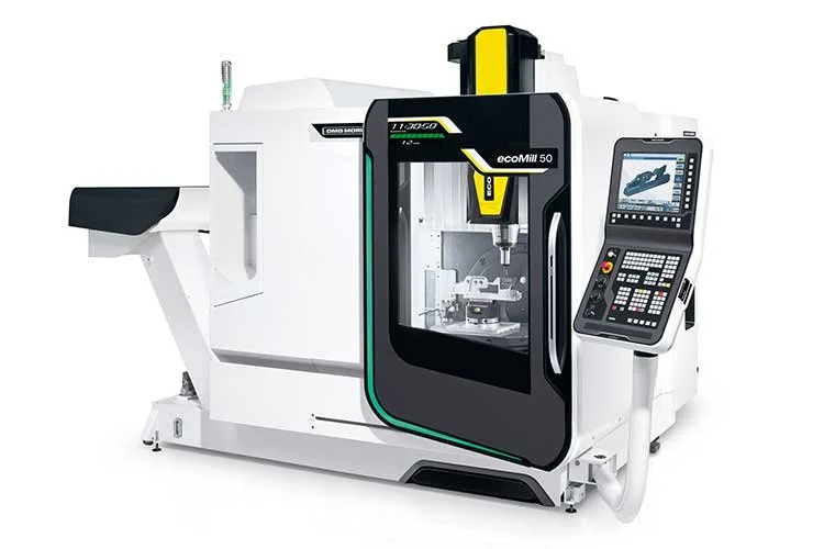 A CNC machine with a control panel and a display screen, used for precise manufacturing and machining processes.