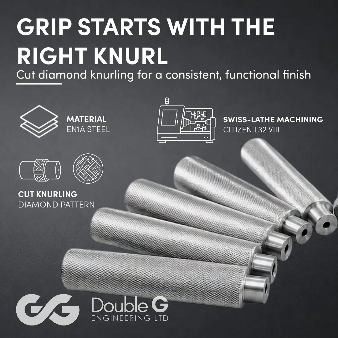 A closer look at our knurling jobs, producing a consistent diamond pattern across a range of  steel handles for the gauge industry.

Machined on our @citizencnc L32 VIII, we used the integi MF114 cut knurling tool to achieve accurate, repeatable cut 