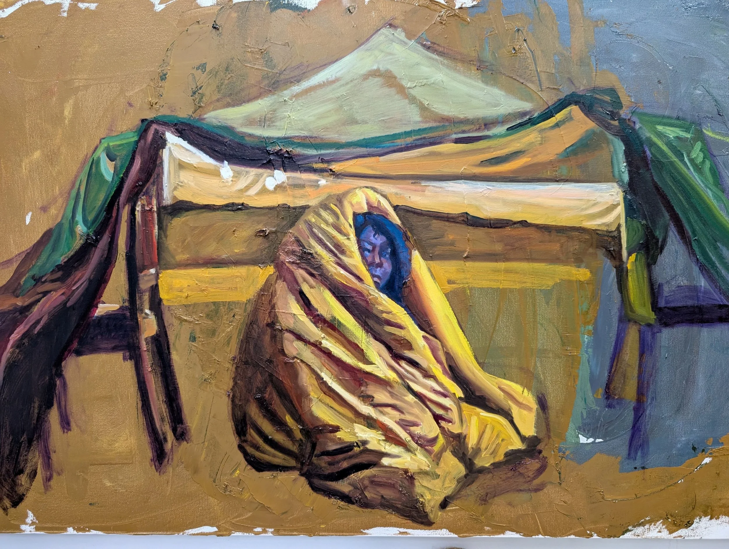 Sheltered, 2026, Oil on canvas, 36 in x 24 in