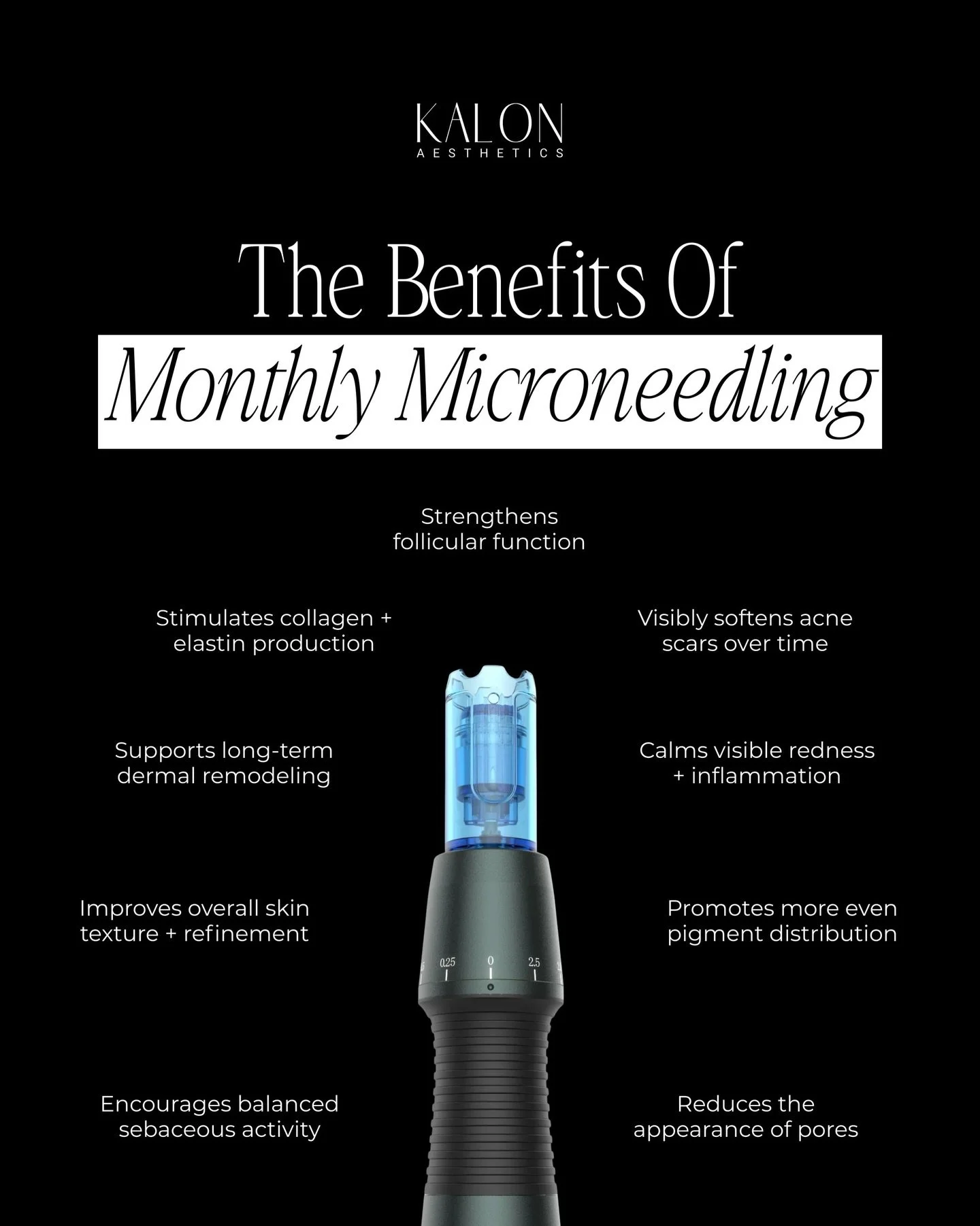 Monthly microneedling isn&rsquo;t just a treatment &mdash; it&rsquo;s a long-term skin investment.

By stimulating collagen and elastin production, supporting dermal remodeling, and promoting balanced skin function, consistent treatments create visib
