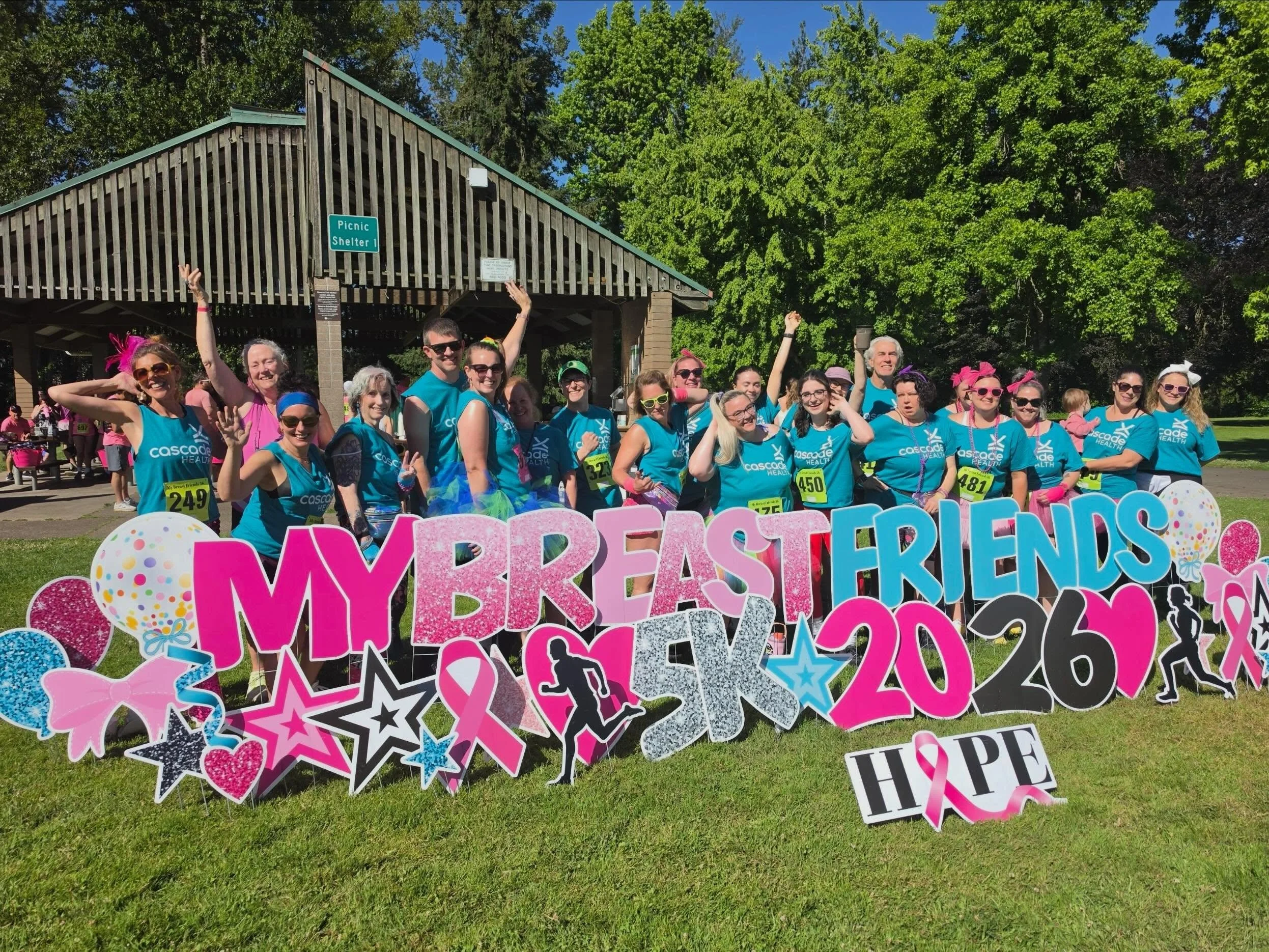 Team Cascade Health was feeling the &lsquo;80s vibe at yesterday&rsquo;s @mybreastfriends5k . Not only were we proud to help raise funds for local cancer patients and survivors, but we also had a whole lot of neon, hairsprayed, legwarmer&rsquo;d fun 
