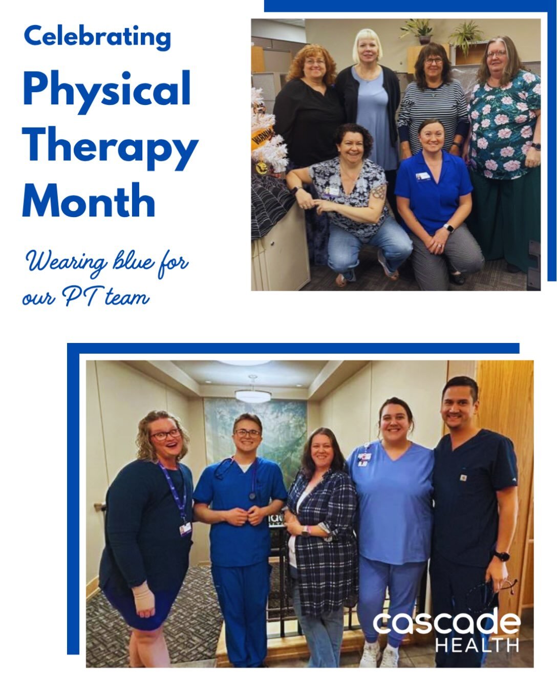 We&rsquo;re wearing blue to celebrate Physical Therapy Month! 💙

Our physical therapists offer specialized care in hand, pelvic floor, oncologic, orthopedic, and osteopathic therapies, helping people get back to the activities that matter to them. W