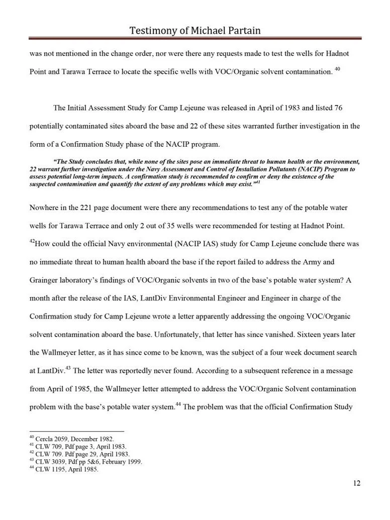 Mike Partain's 2010 Testimony