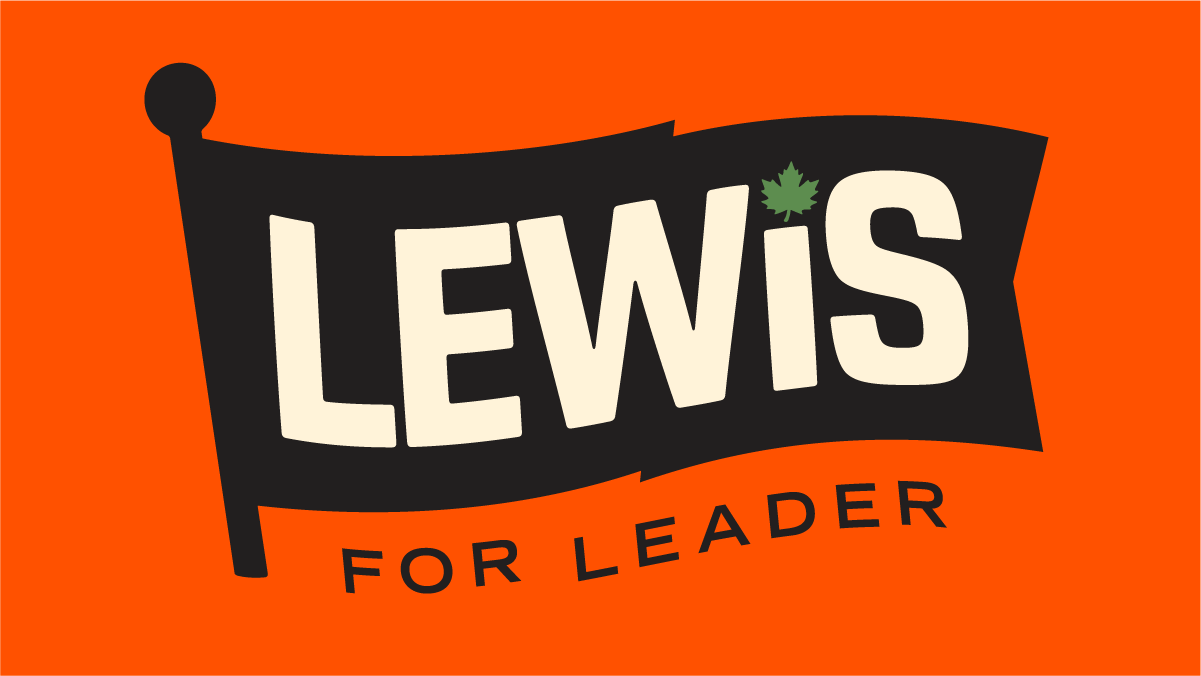 Lewis for leader logo on orange background