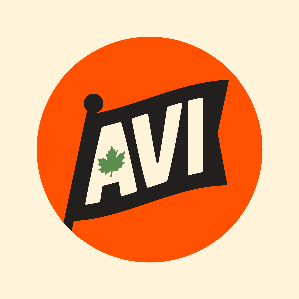 Avi flag social profile logo on a cream background