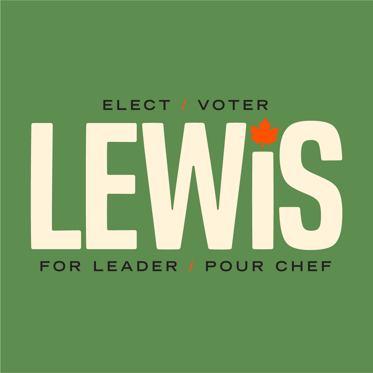 Bilingual 'Elect Lewis for Leader' simplified wordmark