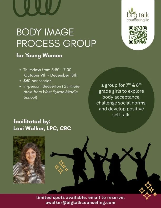 flyer for body image group for young women