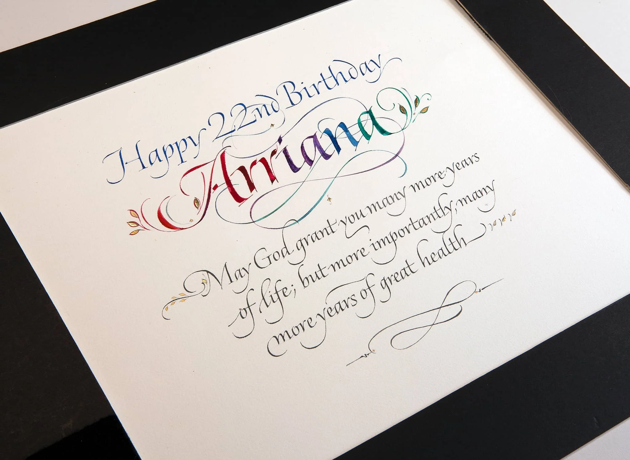 Design & Calligraphy by John Stevens for a 18th birthday present.