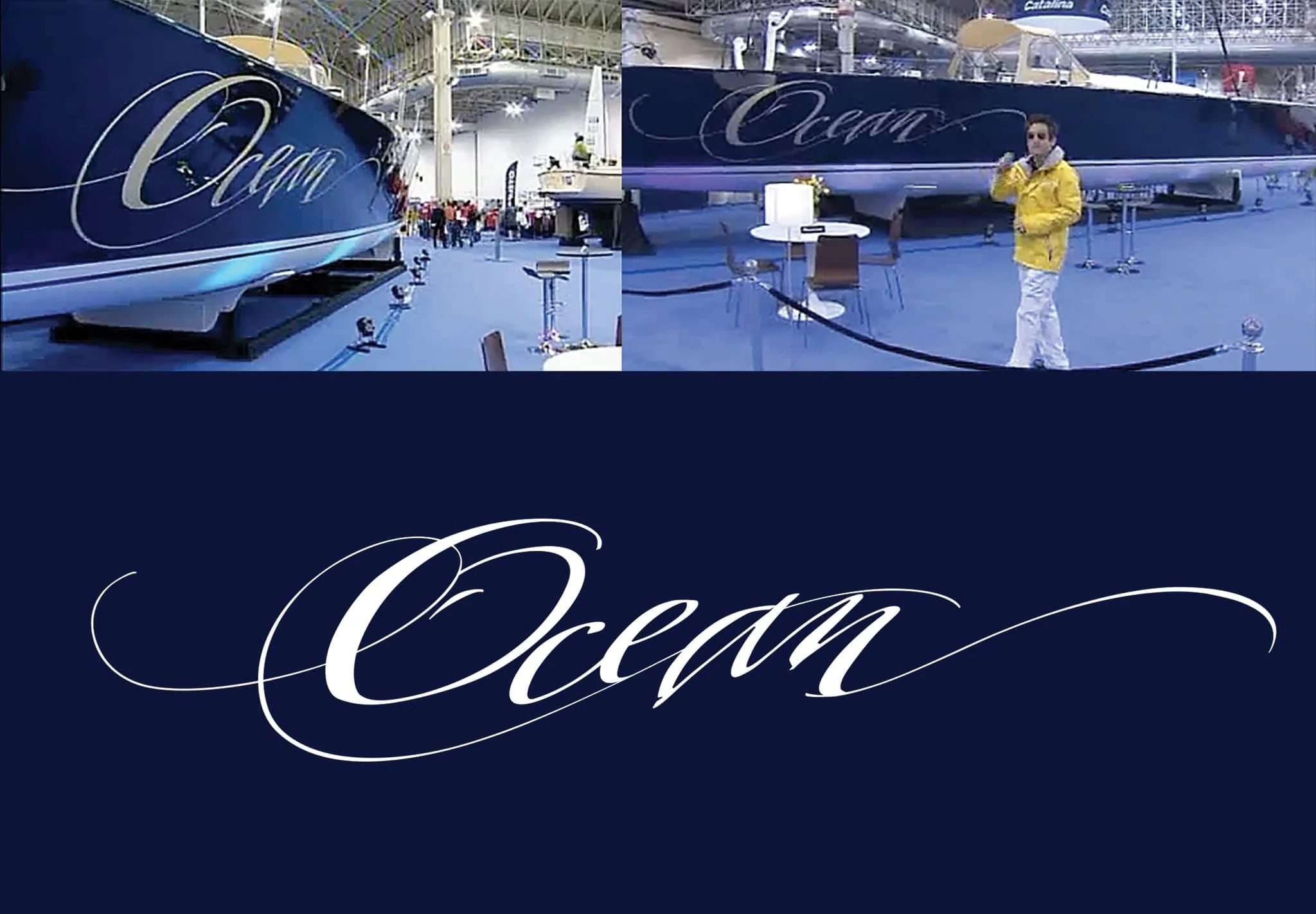 Title for Yacht: Design & Calligraphy by John Stevens. Hand-lettering and Vector drawn.