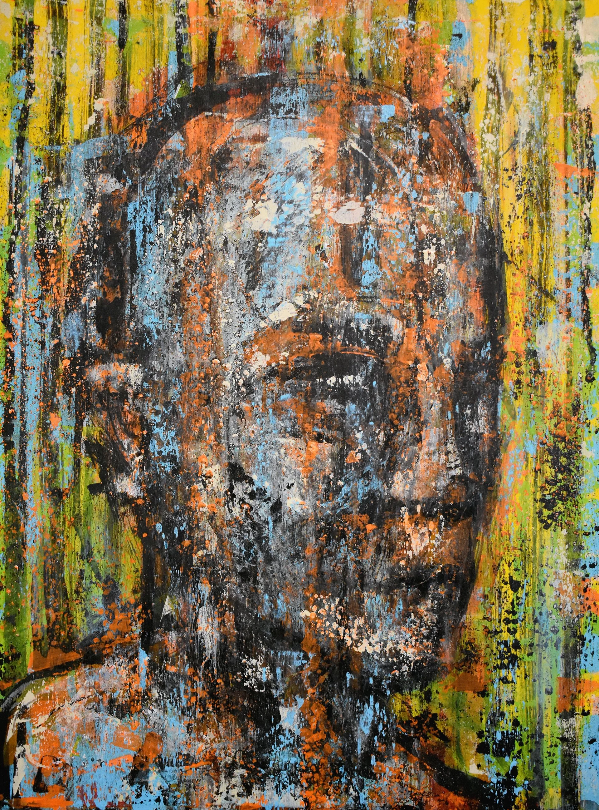  standing still moving forward  
12"x16", acrylic and pencil on birch